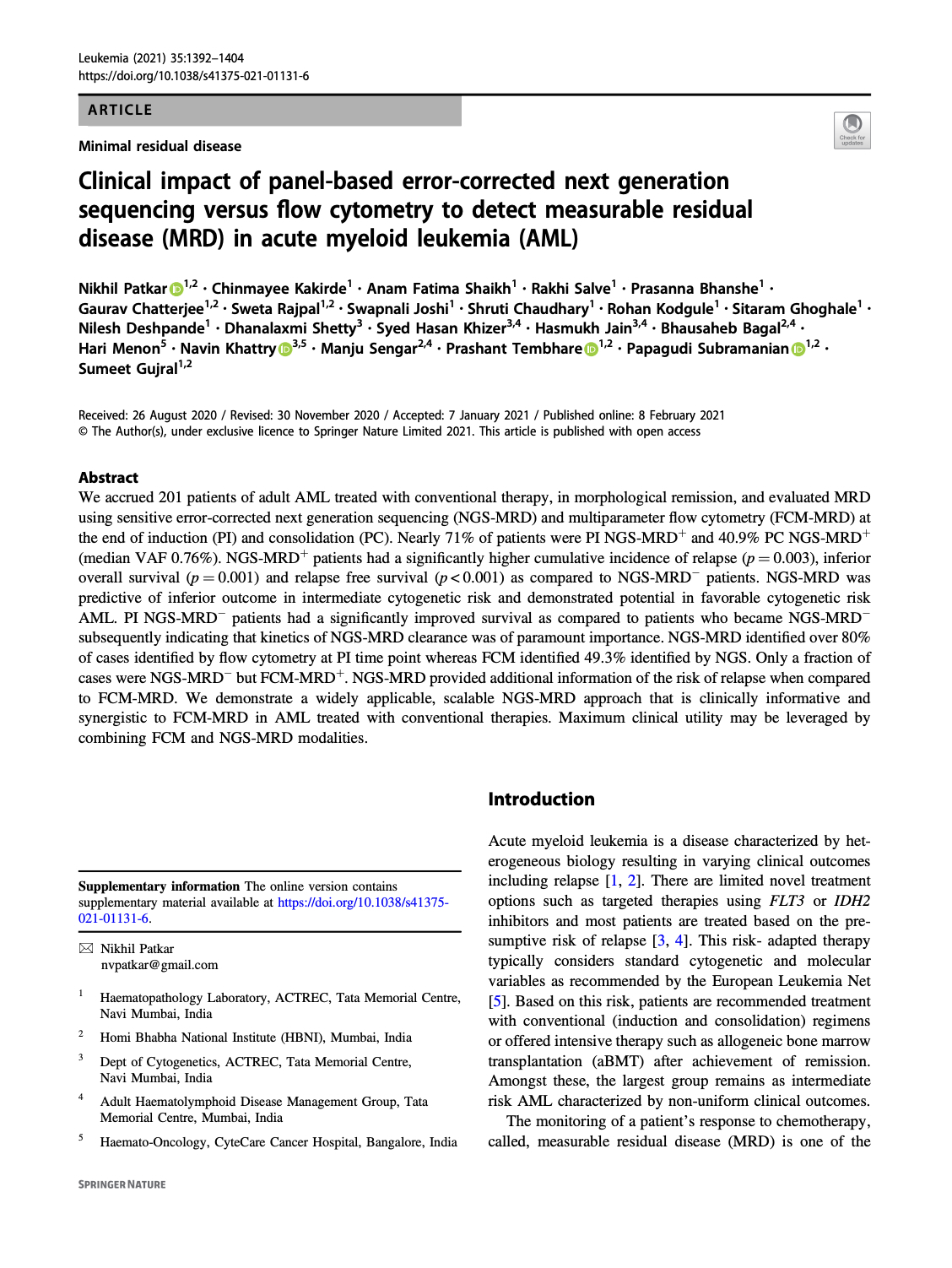 2021 Patkar et al Leukemia